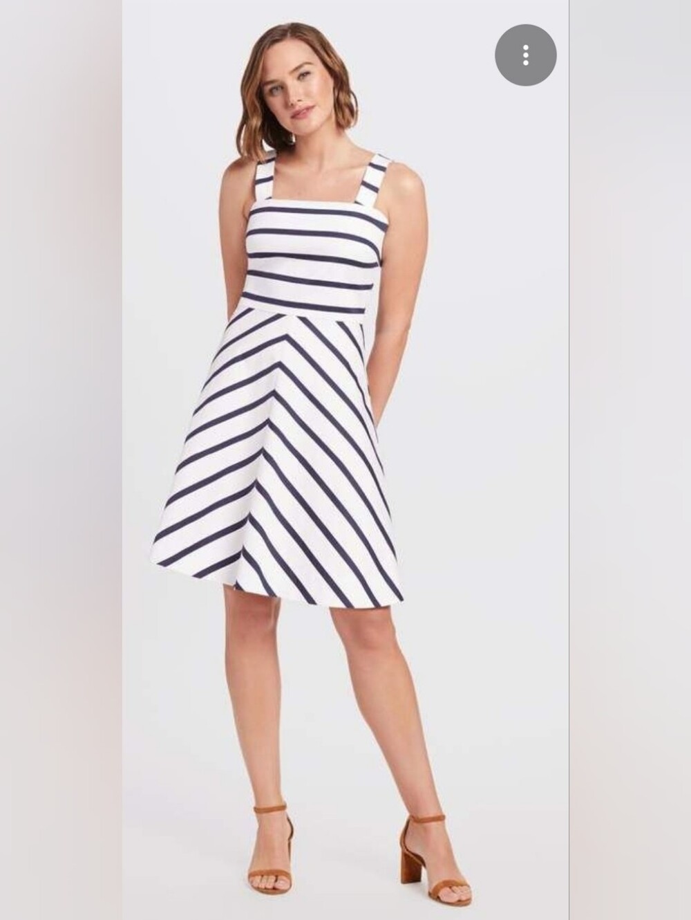 Drapper James Striped A-Line Sundress in White and Navy Size 24